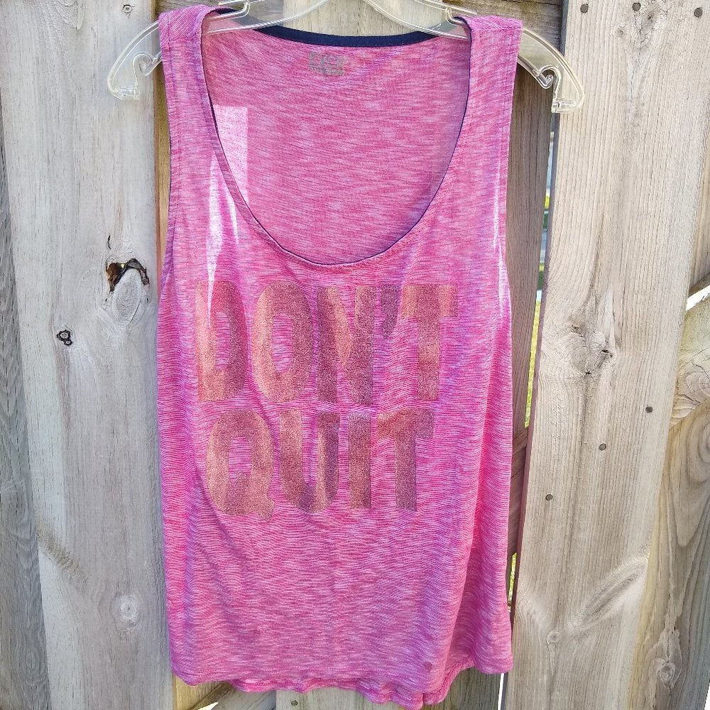 EVCR Size L Workout Tank Top Racerback Pink Stripes